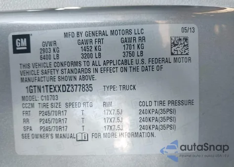 2013 GMC Sierra C1500 from USA, damaged, VIN 1GTN1TEXXDZ377835